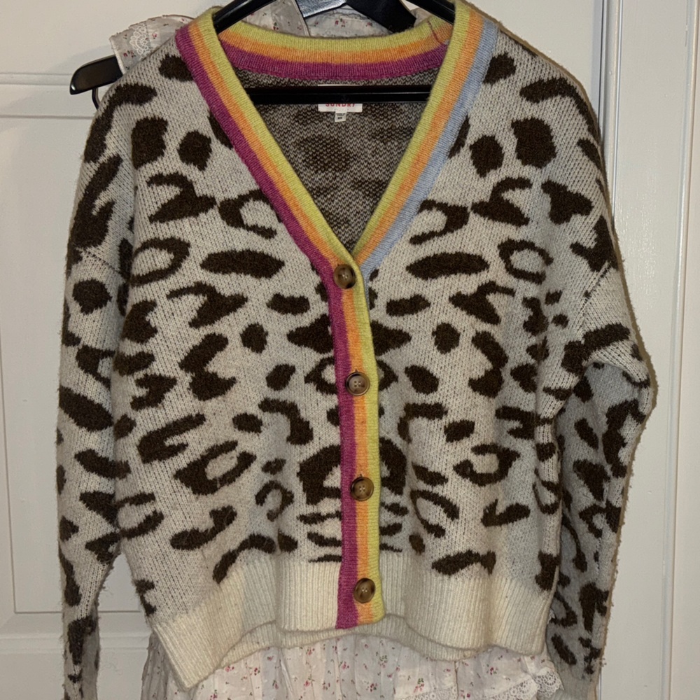 Sundry Multicolor Leopard Print Sweater